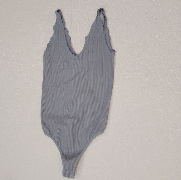 Chelsea and Violet Blue Lettuce Trim Sleeveless Bodysuit - Picture 1 of 4
